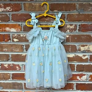 Audrey Camille Girls Dress Size 3T Blue Tutu Floral Glitter Bow Ballerina